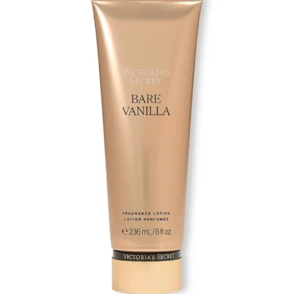 Botella de crema loción corporal Bare Vanilla de Victoria's Secret.
