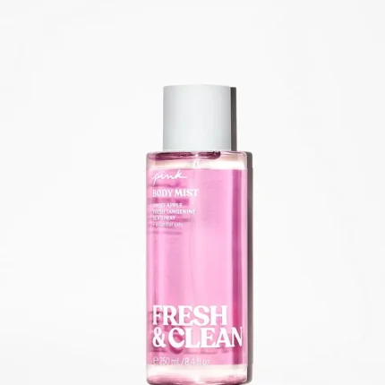Botella de spray corporal Fresh and Clean de la colección PINK Victoria's Secret.