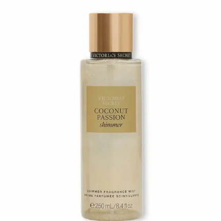 Botella de spray corporal con brillos Coconut Passion Shimmer de Victoria's Secret.