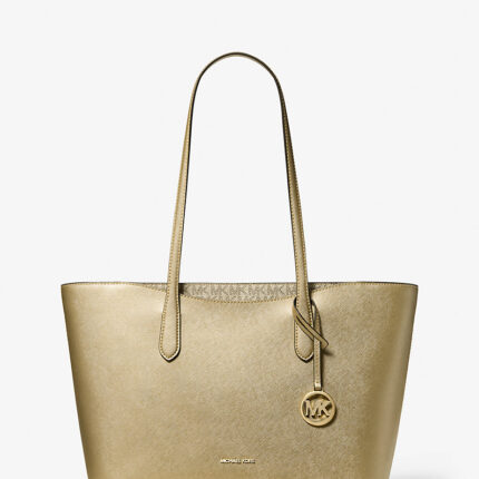 Bolso tote grande Michael Kors modelo Arden con acabado metálico brillante.