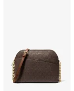 Bolso crossbody abovedado Michael Kors con monograma en tonos marrones Brown.