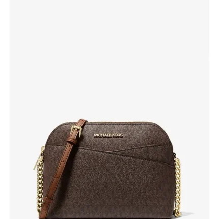 Bolso crossbody abovedado Michael Kors con monograma en tonos marrones Brown.
